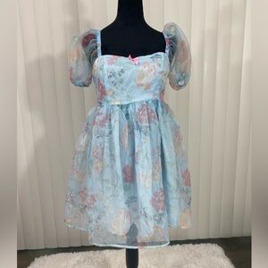 DOLLS KILL x HOLLY HOBBIE The Sweetest Gift Floral Print Organza Cupcake Dress S